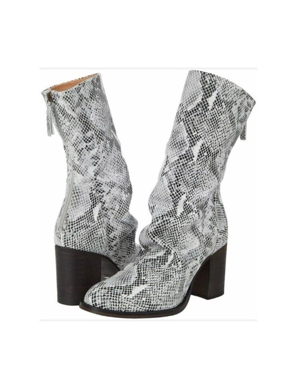 Free People Elle Block Snakeskin Boots